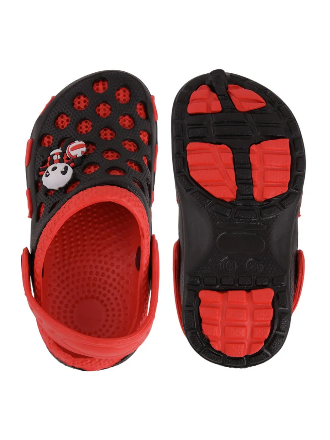 Panda-Themed Clogs for Boys - Red and Black