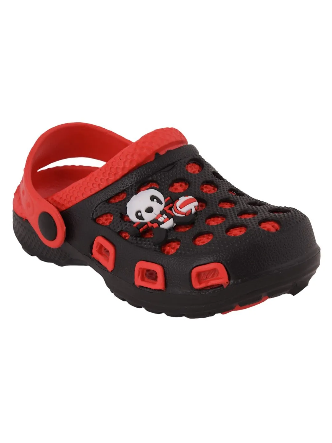 Panda-Themed Clogs for Boys - Red and Black