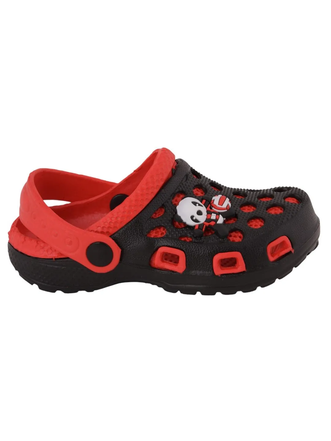 Panda-Themed Clogs for Boys - Red and Black