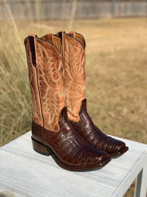 PATTON'S EXCLUSIVE RIOS OF MERCEDES CHOCOLATE OILED CAIMAN BELLY BOOTS