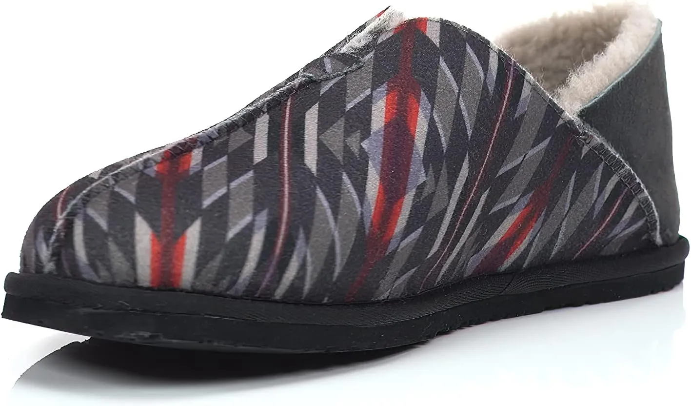 PENDLETON Men's Couch Cruiser Slippers  Double-Face Shearling with Patterned Collapsible Heels and Indoor/Outdoor Sole