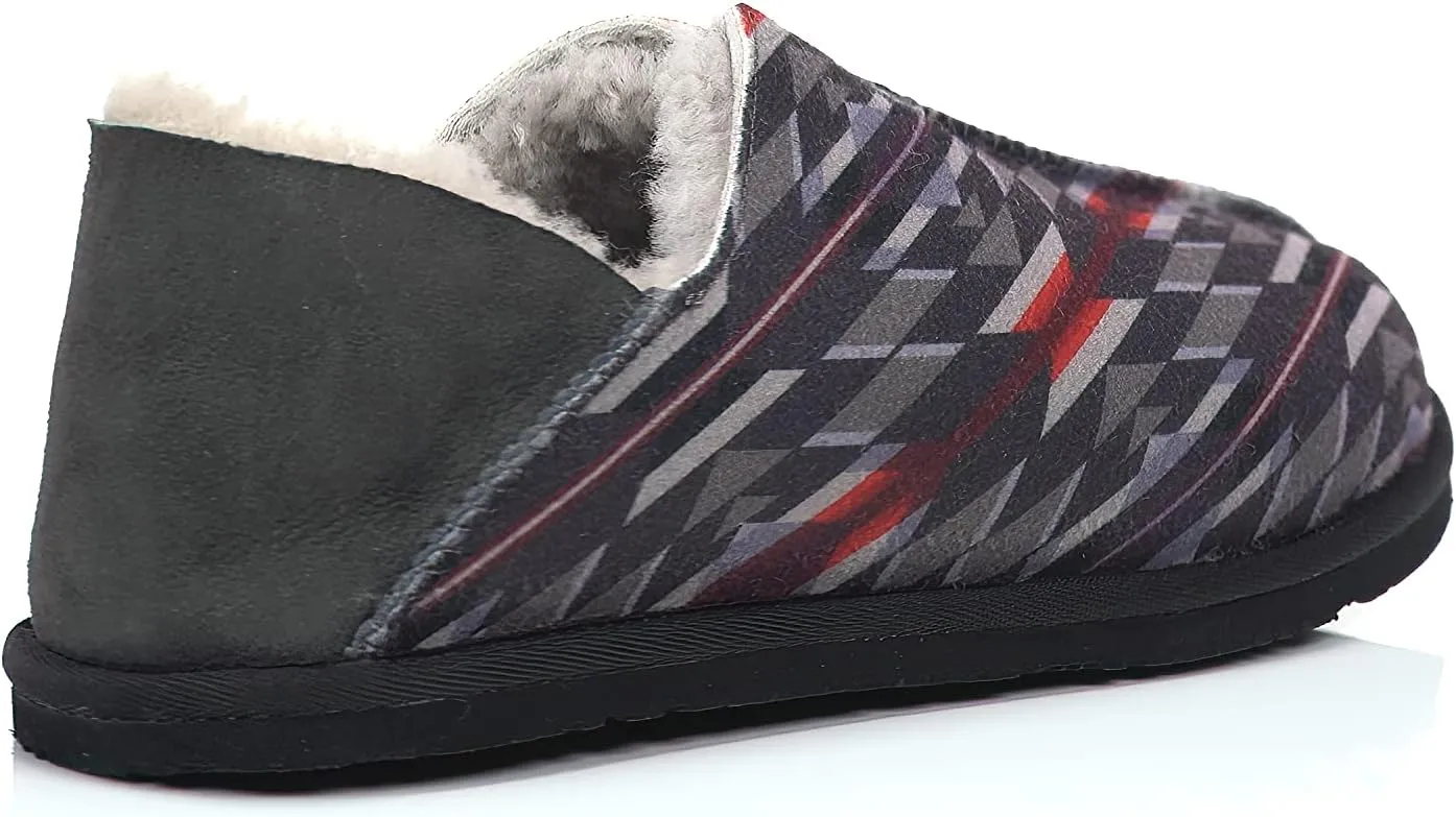 PENDLETON Men's Couch Cruiser Slippers  Double-Face Shearling with Patterned Collapsible Heels and Indoor/Outdoor Sole