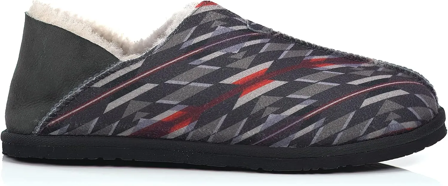 PENDLETON Men's Couch Cruiser Slippers  Double-Face Shearling with Patterned Collapsible Heels and Indoor/Outdoor Sole