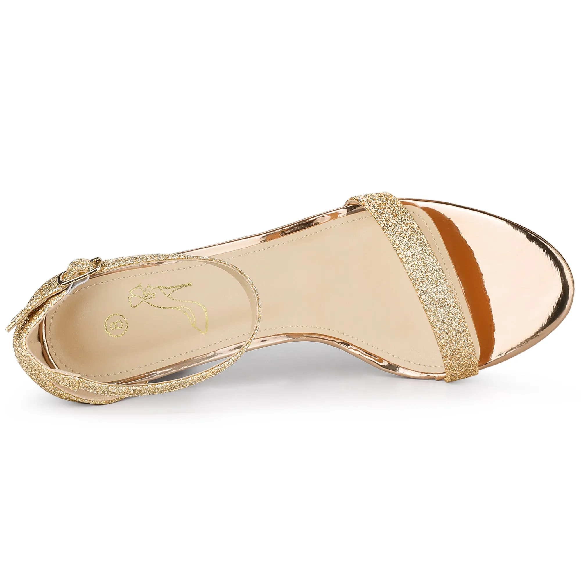 Perphy Glitter Ankle Strap Chunky High Heels Sandals