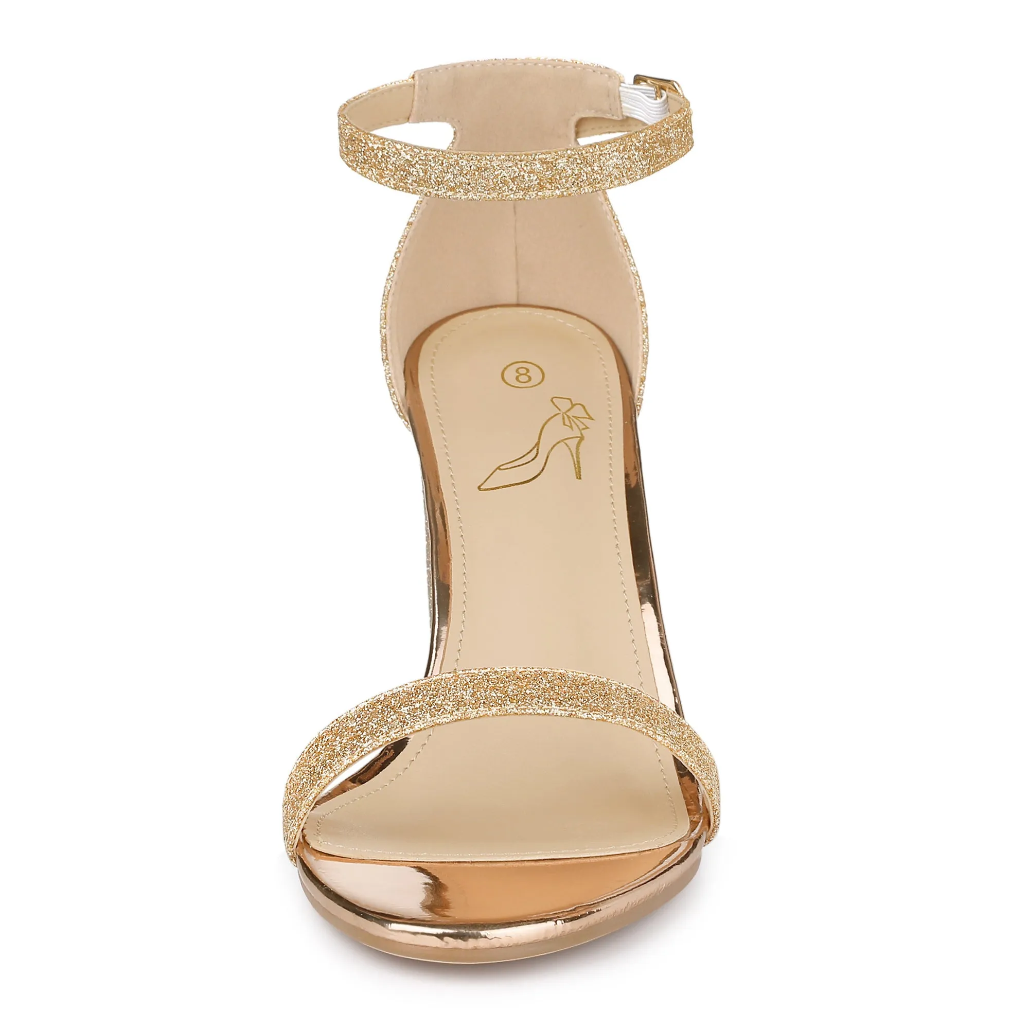 Perphy Glitter Ankle Strap Chunky High Heels Sandals