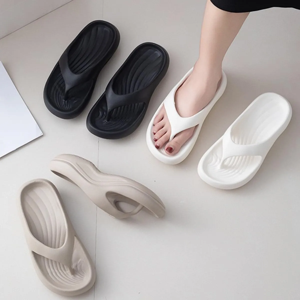 Pillow Arch Support Flip Flops, Orthopedic Beach Slippers, Non-Slip Soft Comfortable Walking Platform Sandals, Lightweight, Cushioning, Shock-Absorbing