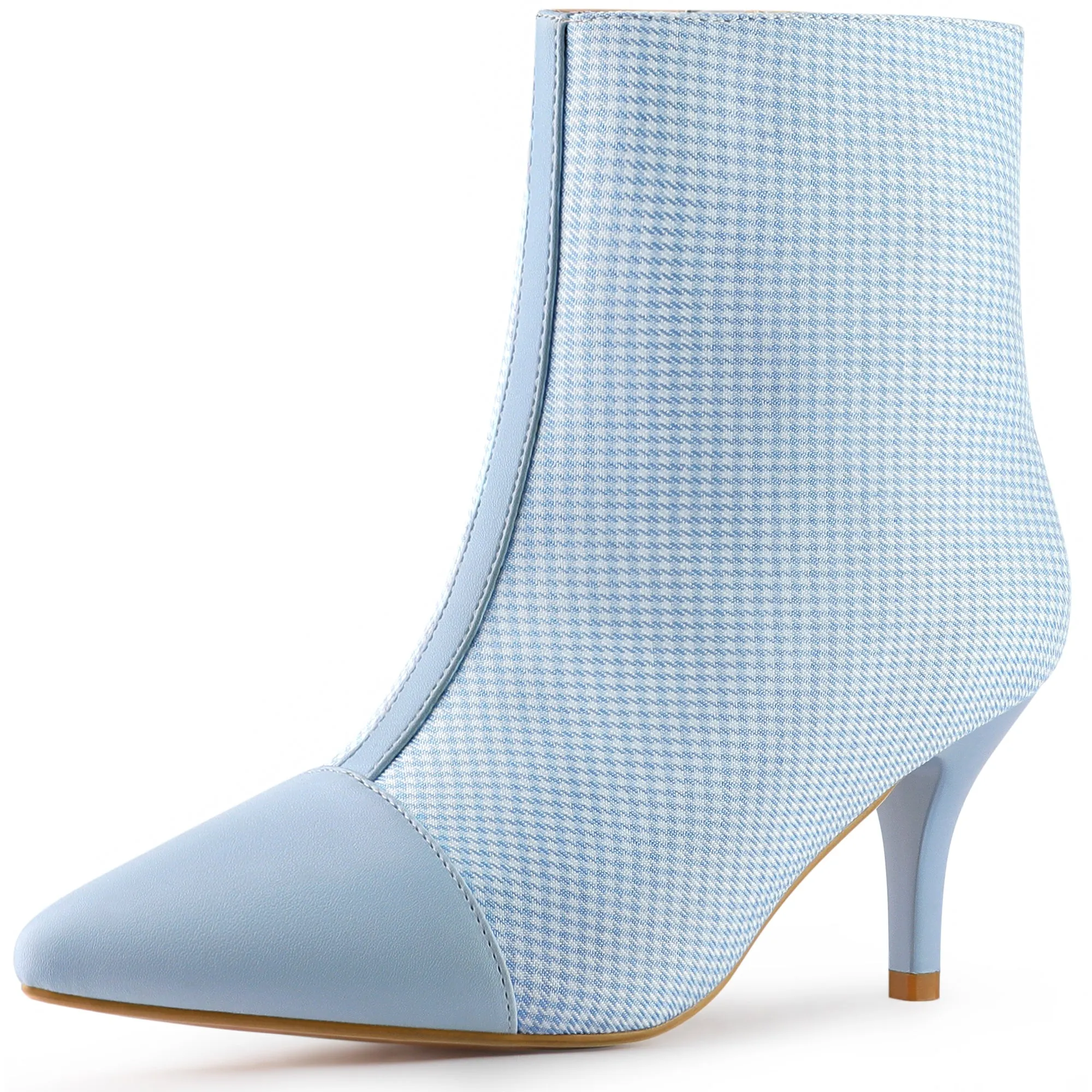 Pointed Toe Stiletto Heel Houndstooth Ankle Booties
