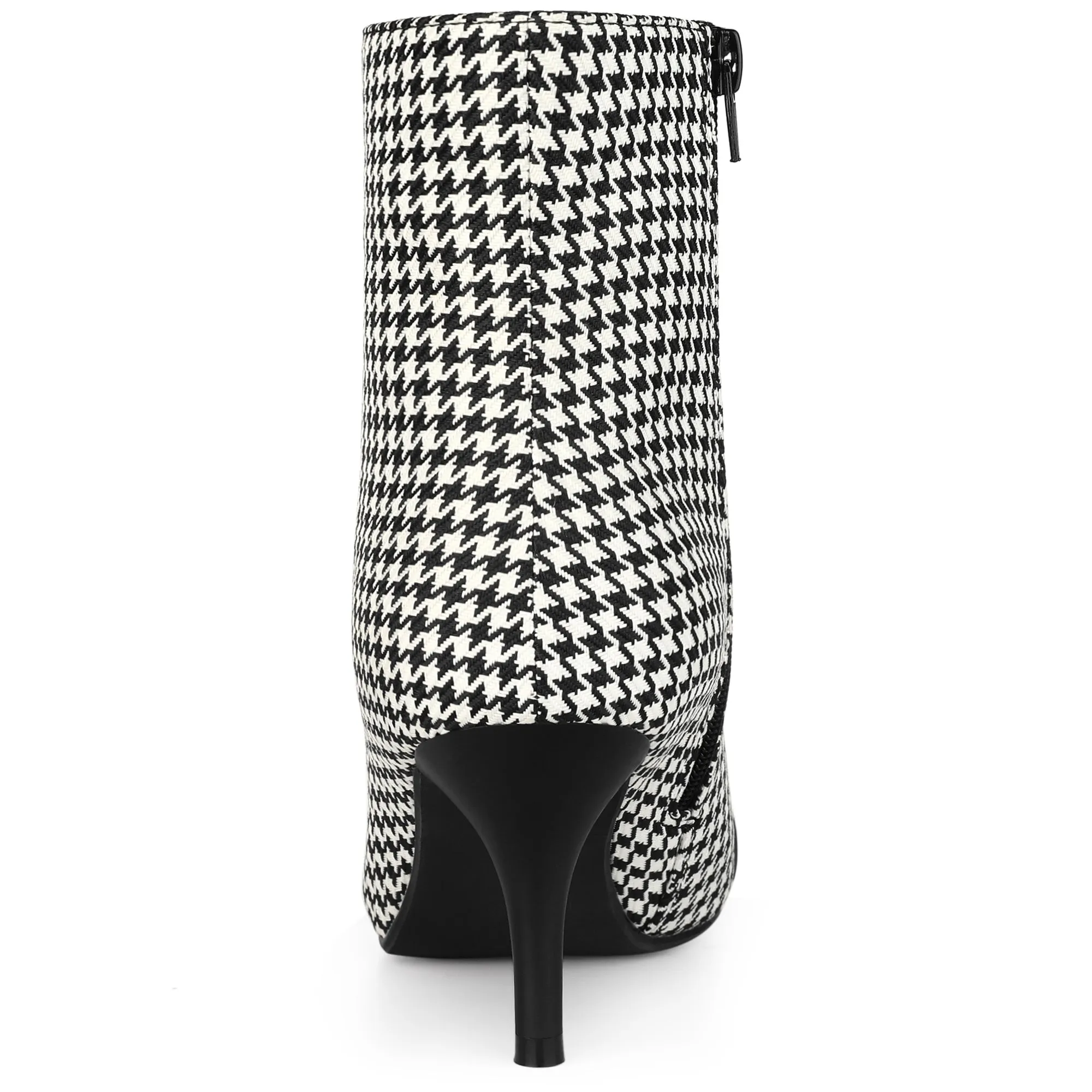 Pointed Toe Stiletto Heel Houndstooth Ankle Booties