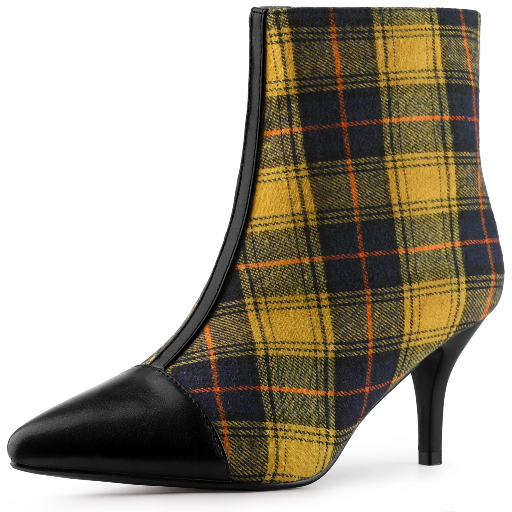 Pointed Toe Stiletto Heel Houndstooth Ankle Booties