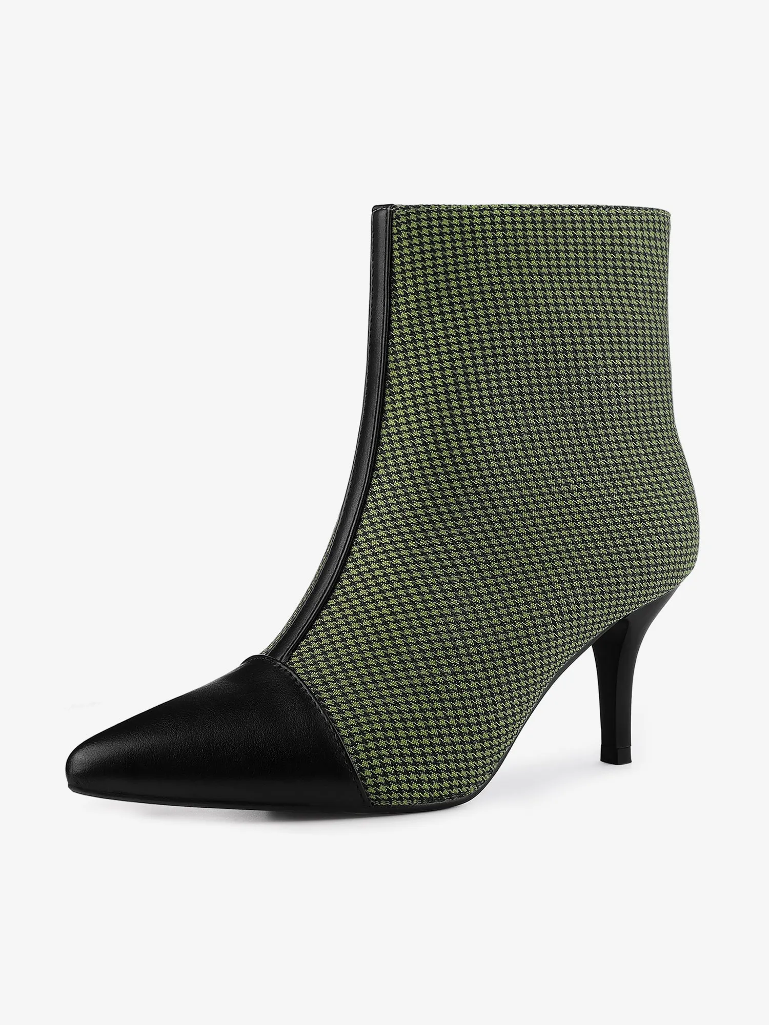 Pointed Toe Stiletto Heel Houndstooth Ankle Booties