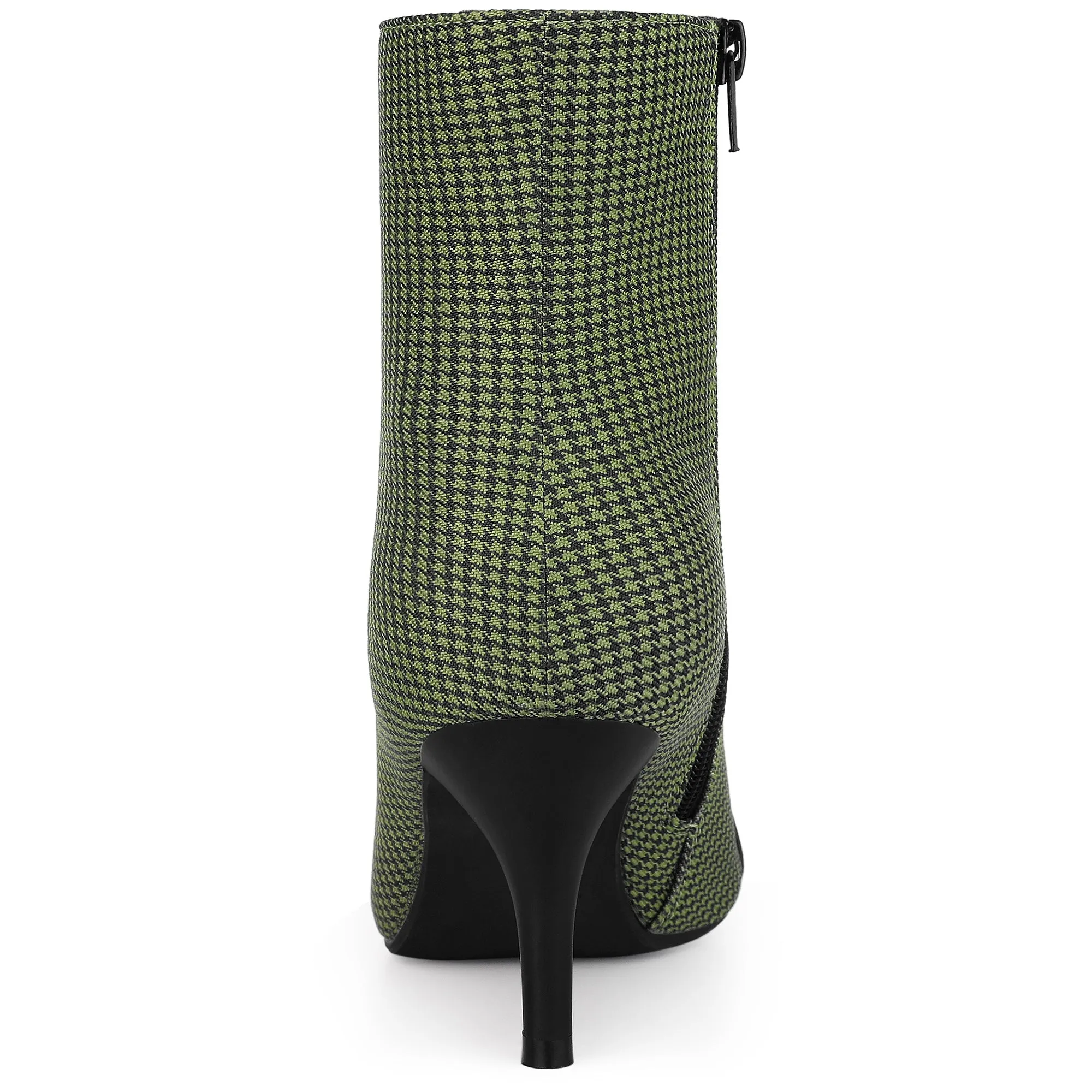 Pointed Toe Stiletto Heel Houndstooth Ankle Booties