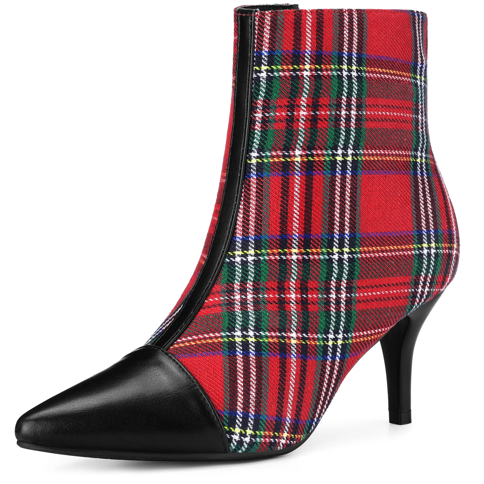 Pointed Toe Stiletto Heel Houndstooth Ankle Booties