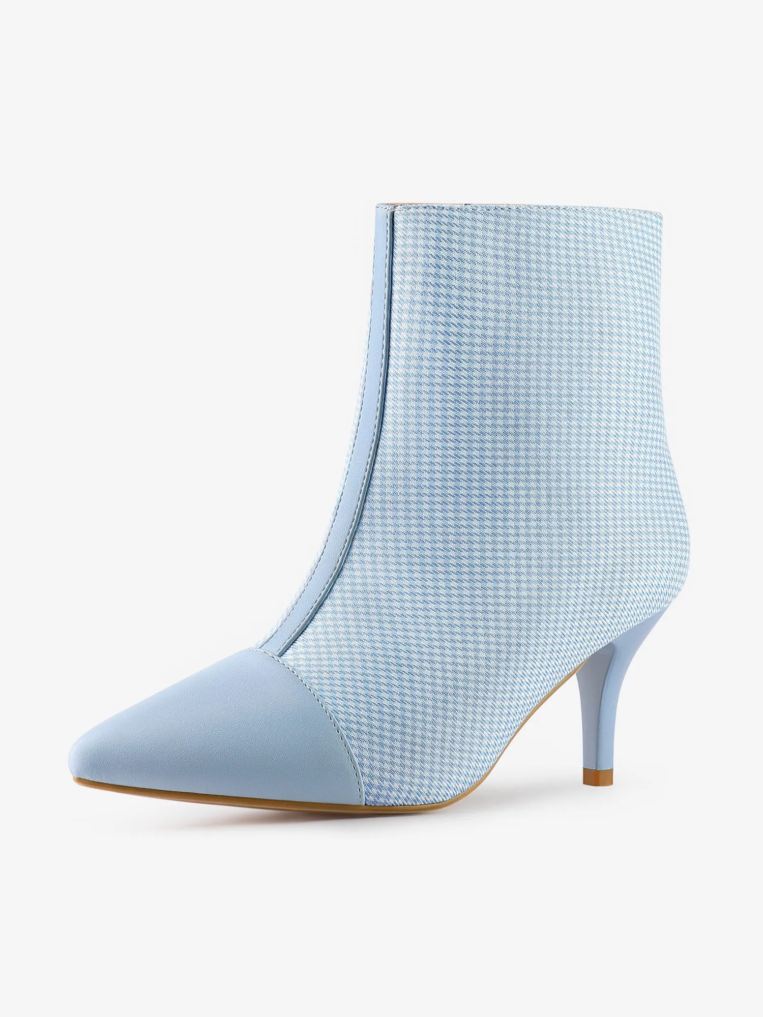 Pointed Toe Stiletto Heel Houndstooth Ankle Booties