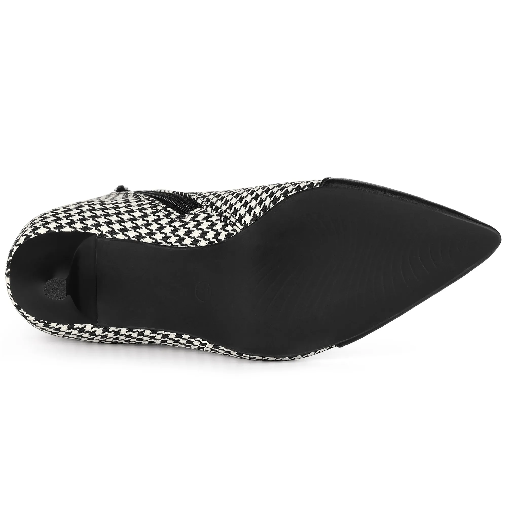 Pointed Toe Stiletto Heel Houndstooth Ankle Booties