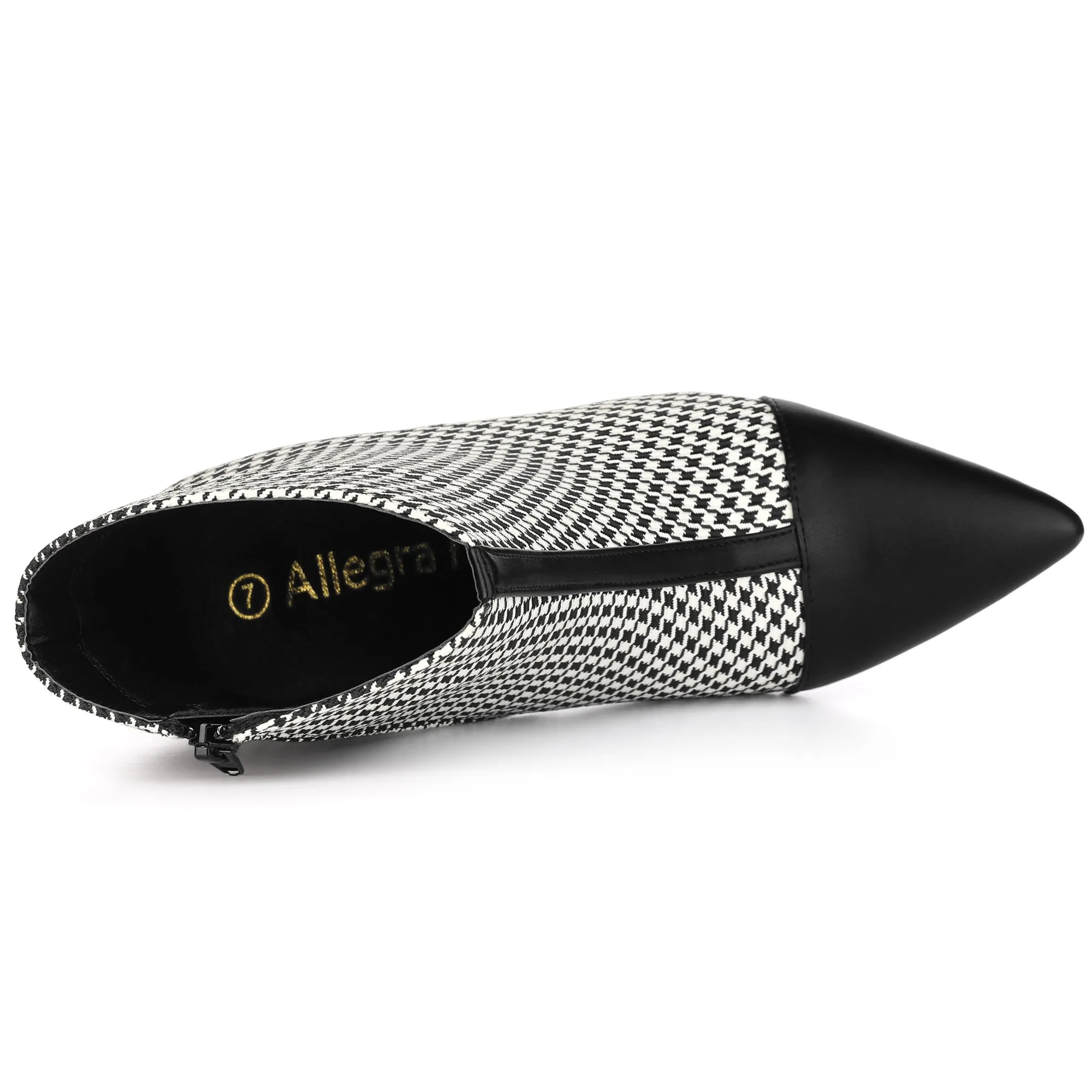 Pointed Toe Stiletto Heel Houndstooth Ankle Booties