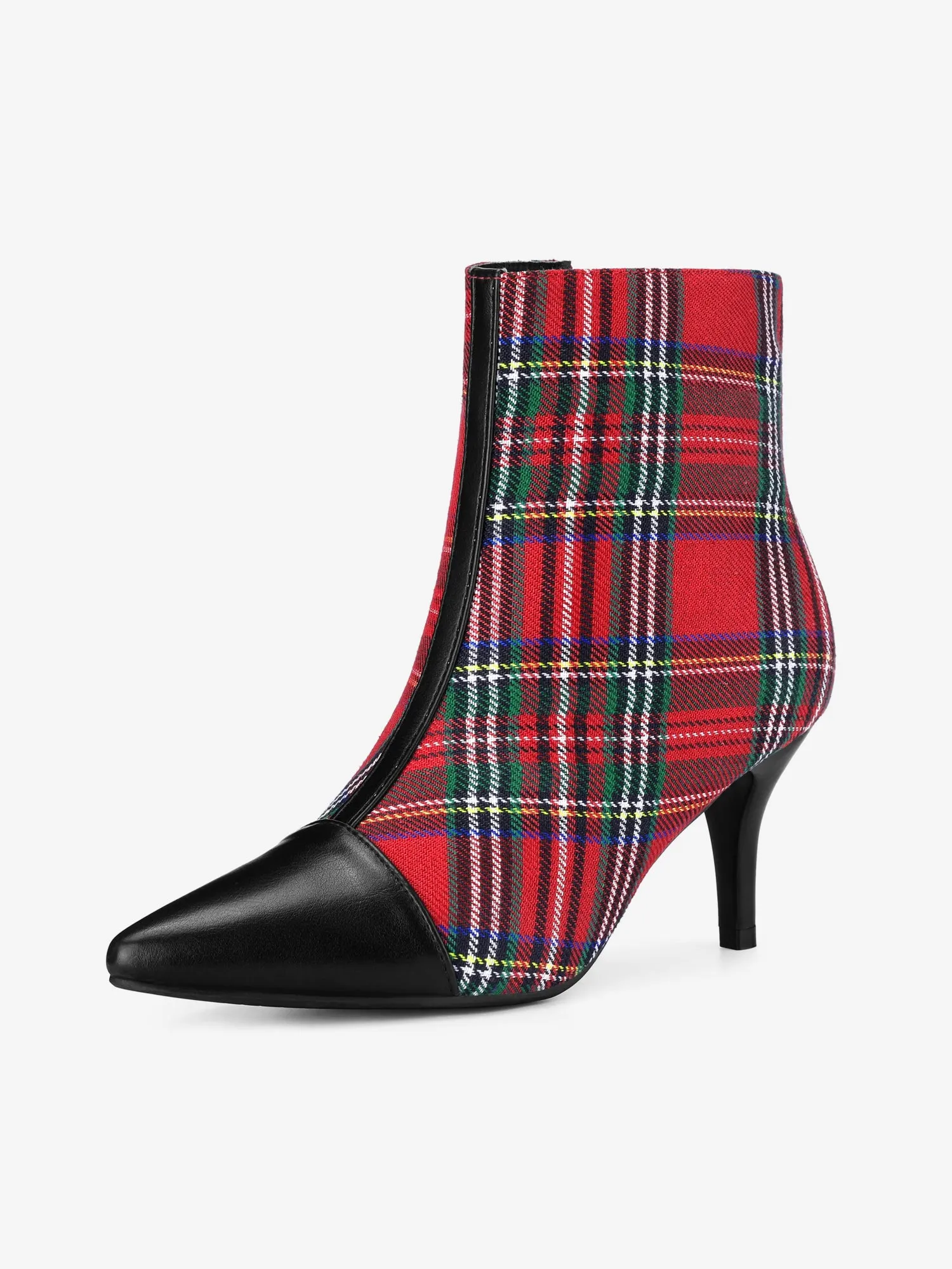 Pointed Toe Stiletto Heel Houndstooth Ankle Booties