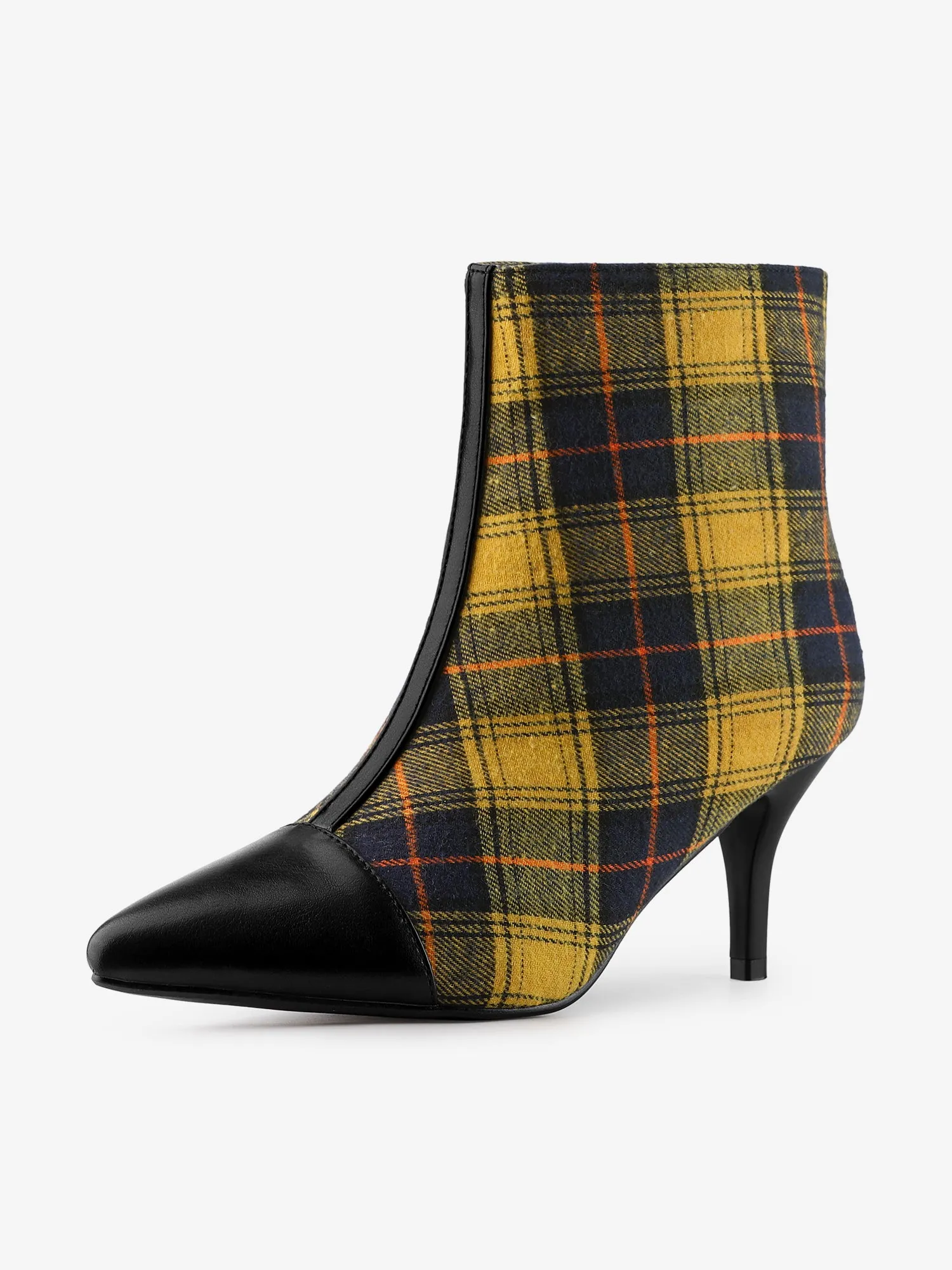 Pointed Toe Stiletto Heel Houndstooth Ankle Booties