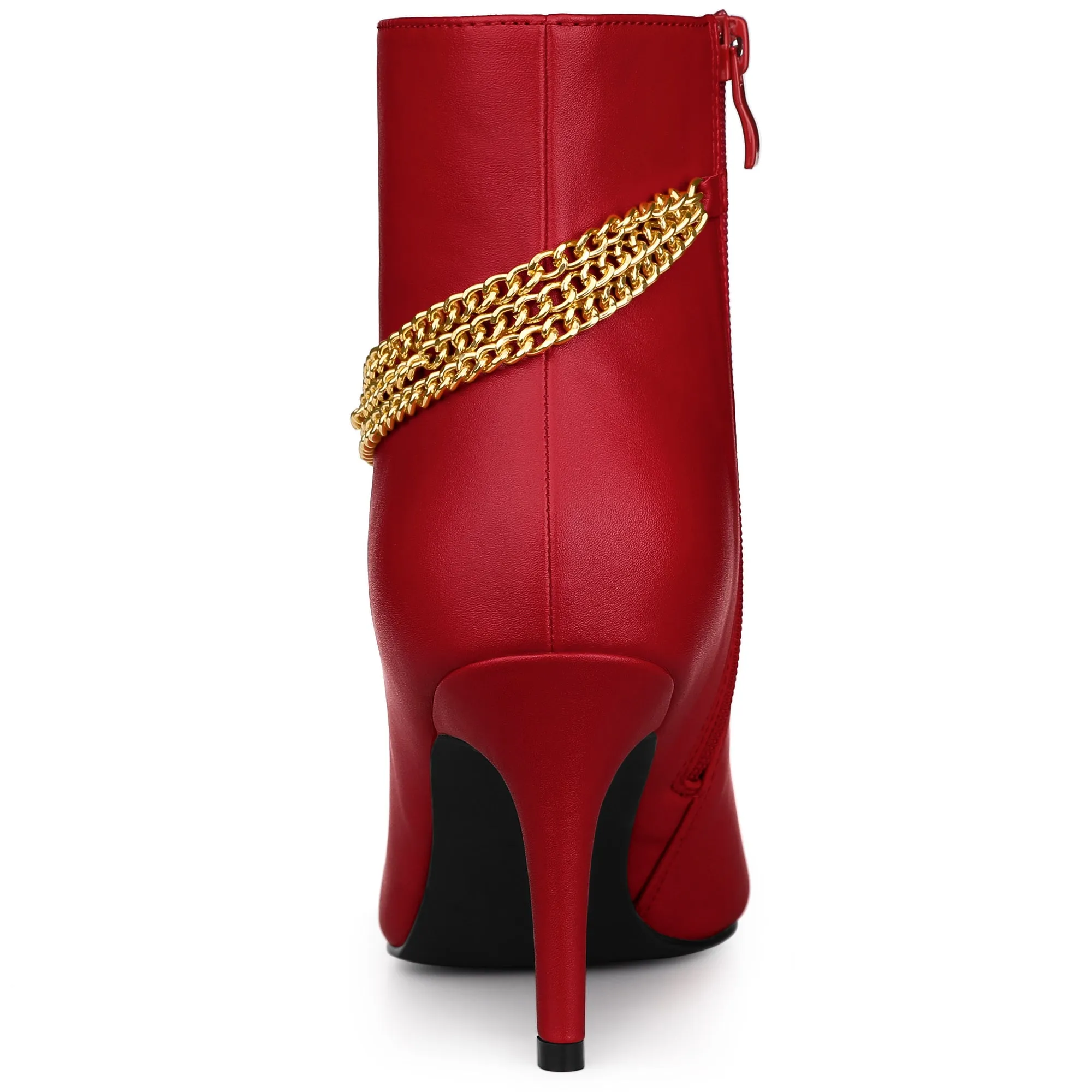 Pointy Toe Stiletto Heel Chain Ankle Boots