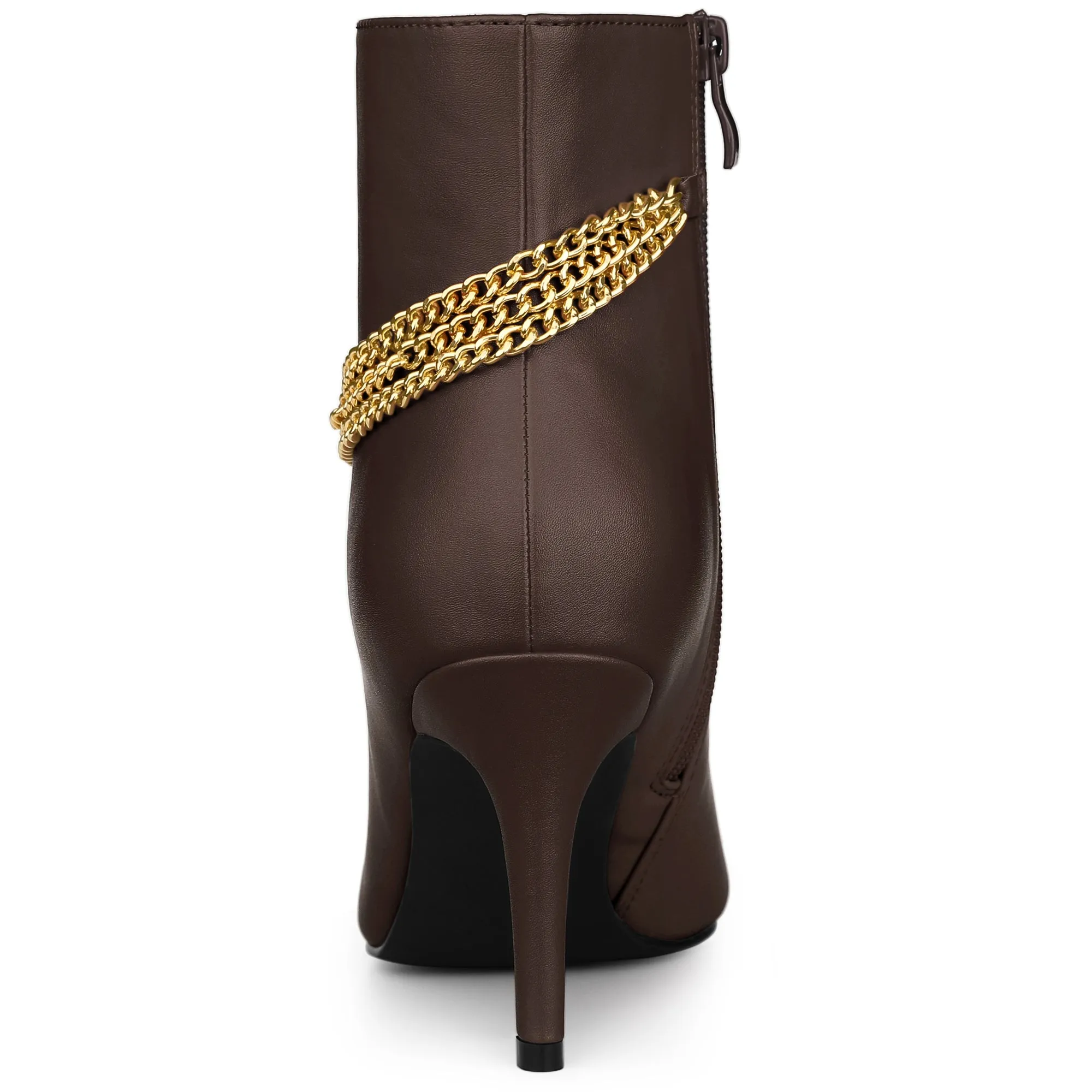 Pointy Toe Stiletto Heel Chain Ankle Boots