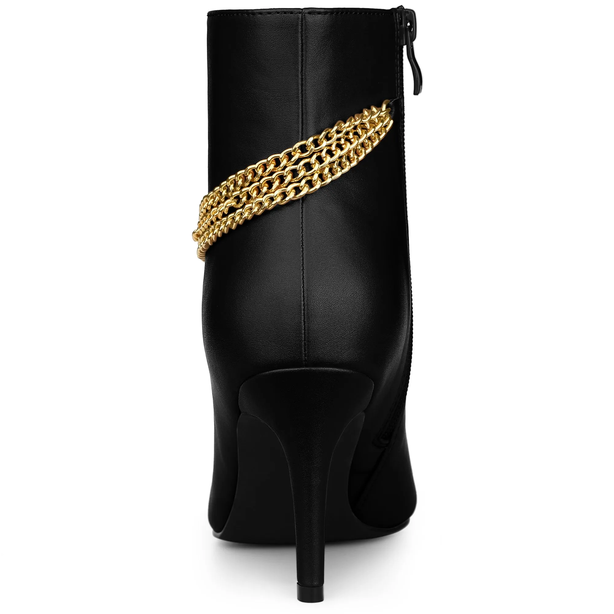 Pointy Toe Stiletto Heel Chain Ankle Boots