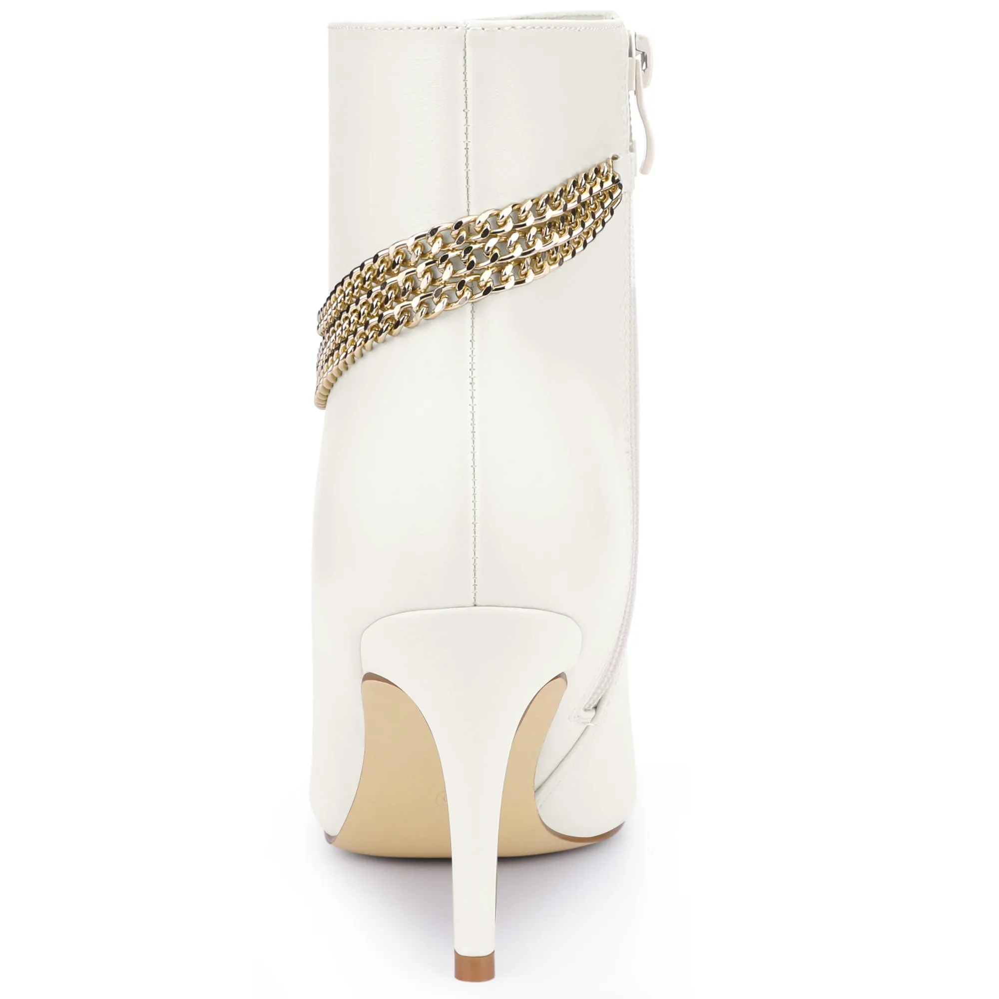 Pointy Toe Stiletto Heel Chain Ankle Boots