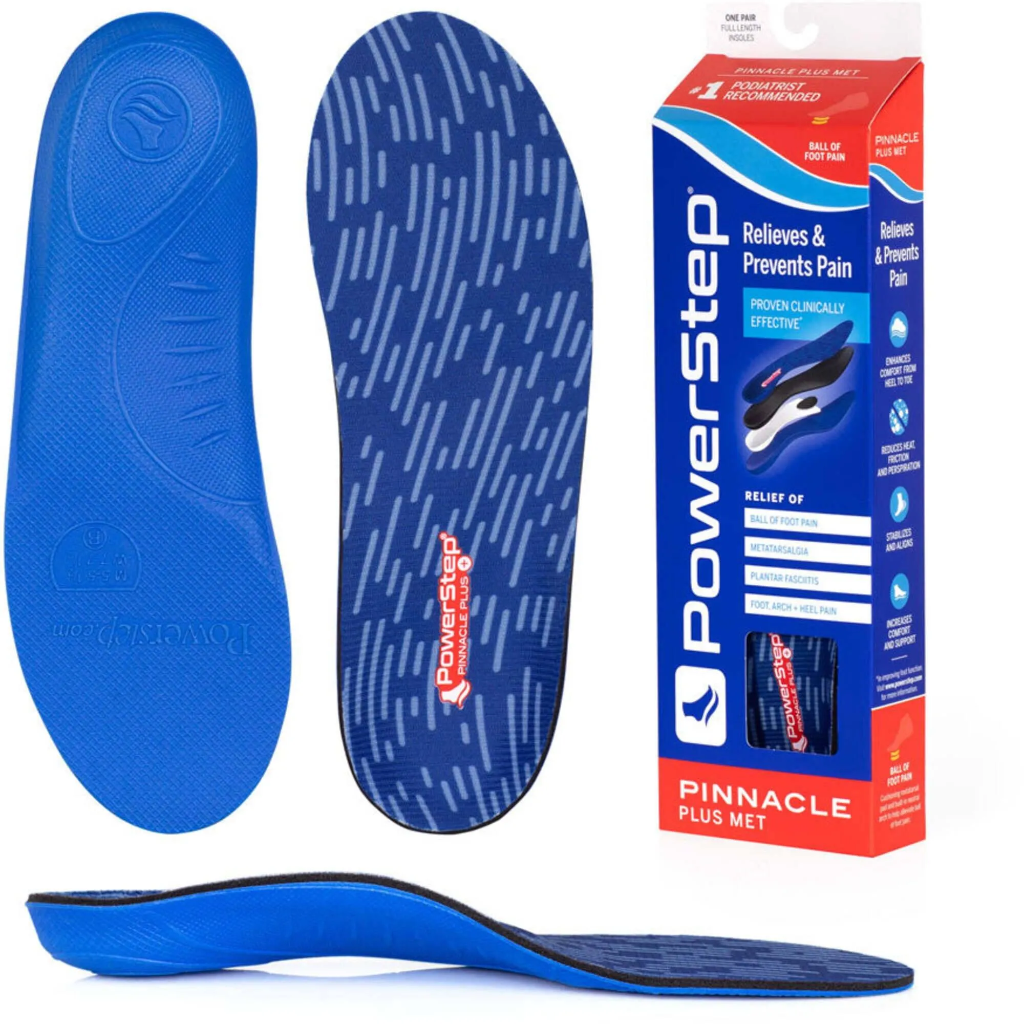 PowerStep Insoles - Pinnacle Plus Met Royal Blue Comfort Insoles