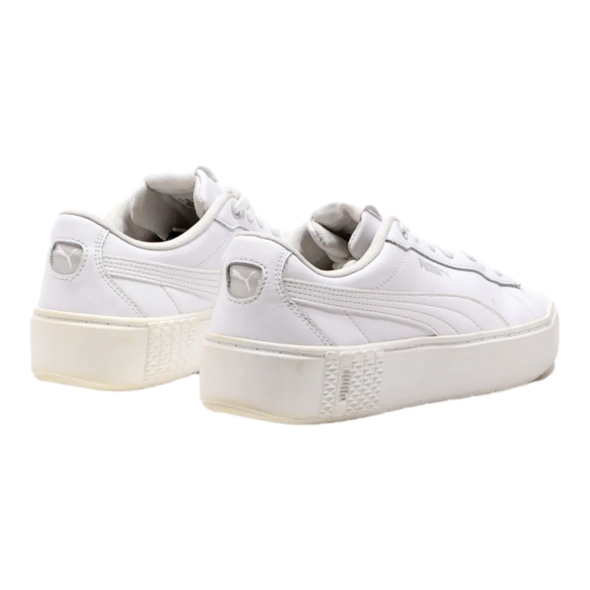 PUMA Smash Platform Trainers White Leather Womens UK 6