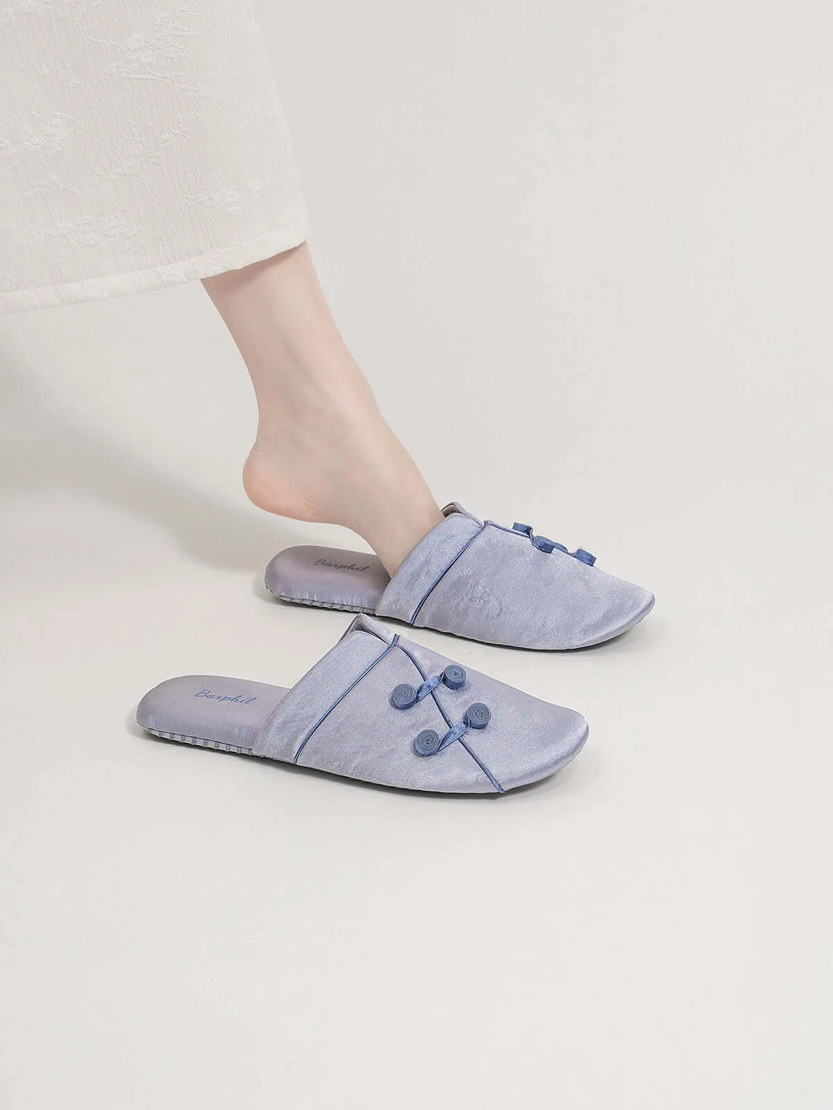 Qipao Collar Buckle Asian Style Slippers