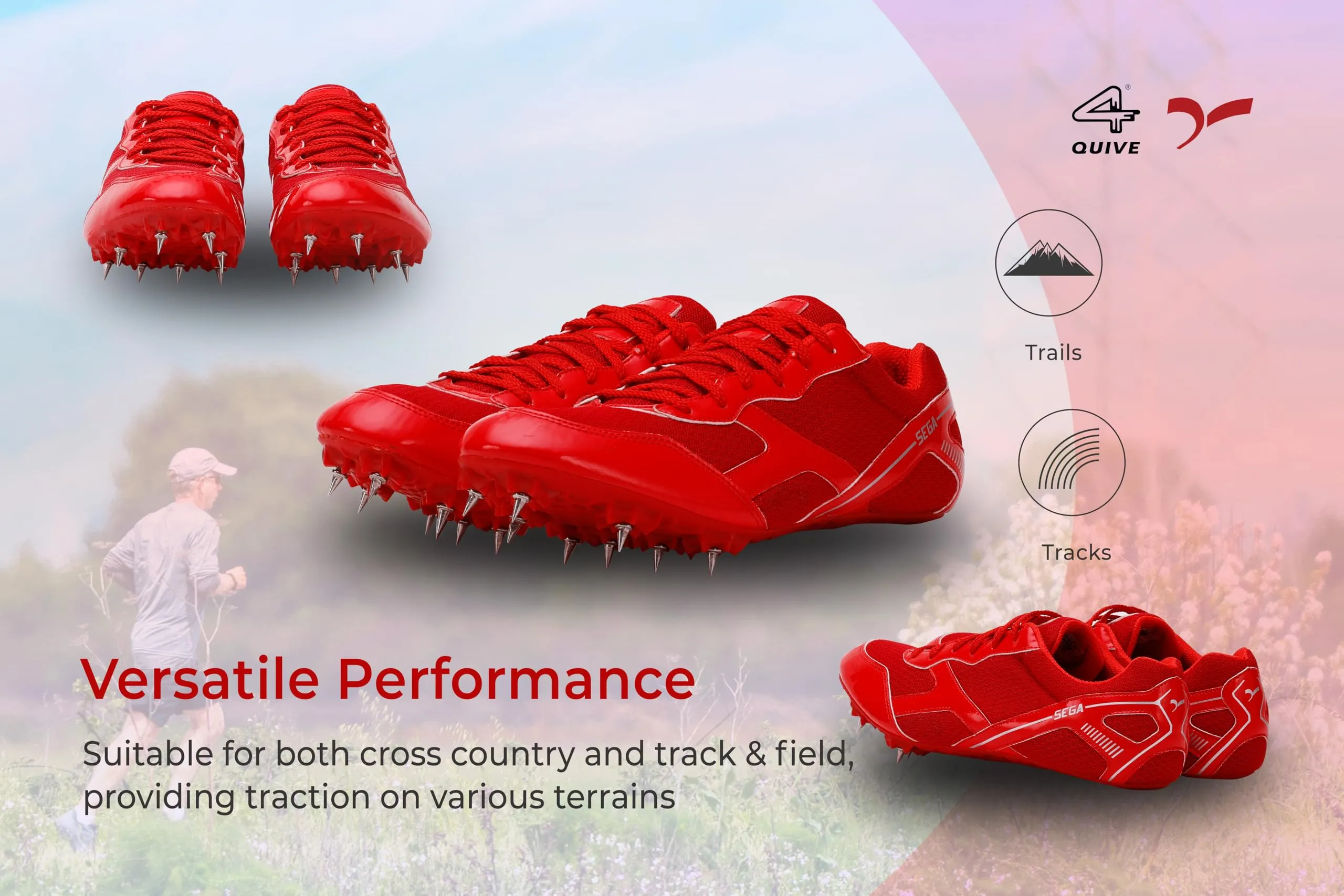 QUIVE SEGA Flower Metal Spikes Track and Field Running Shoes