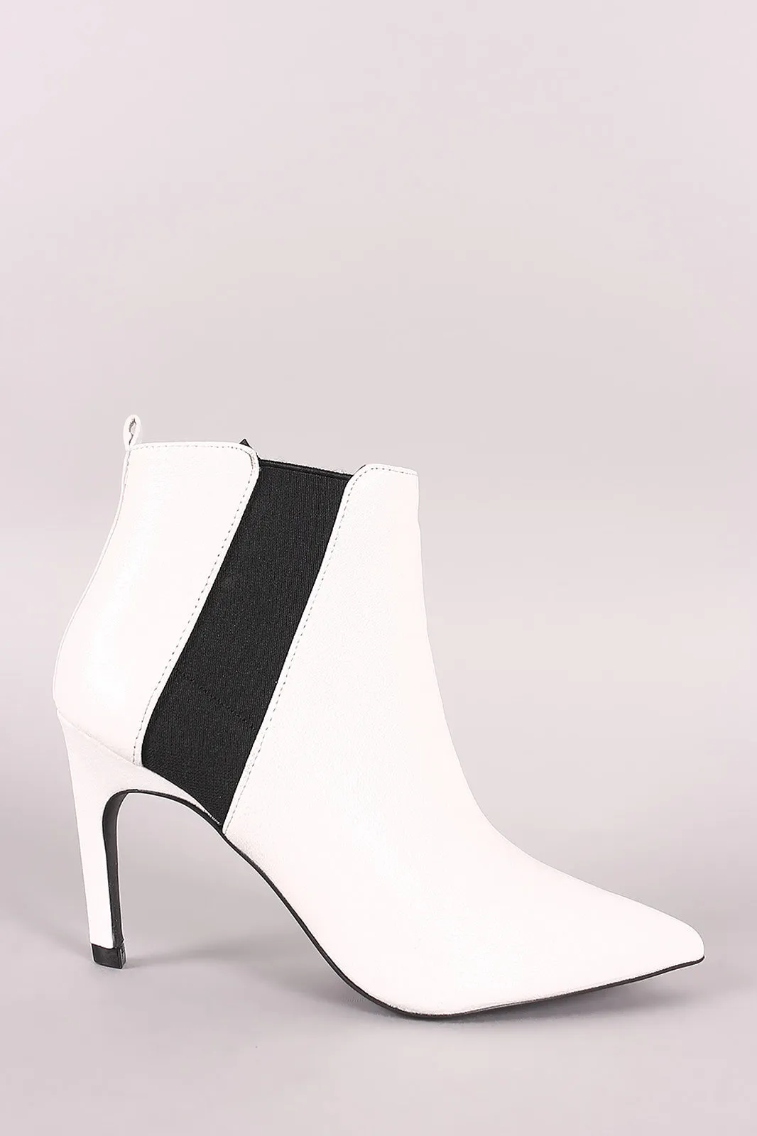 Qupid Crinkled Pointy Toe Stiletto Chelsea Booties