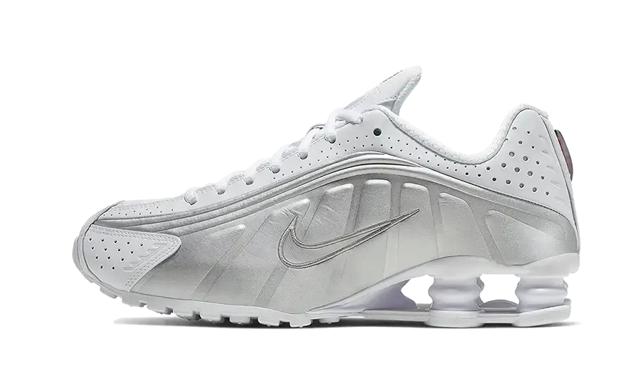 Neutral Pronation Support Breathable panel Nike Shox R4 White Metallic Silver