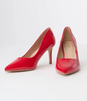 Red Patent Leatherette Stiletto Heels
