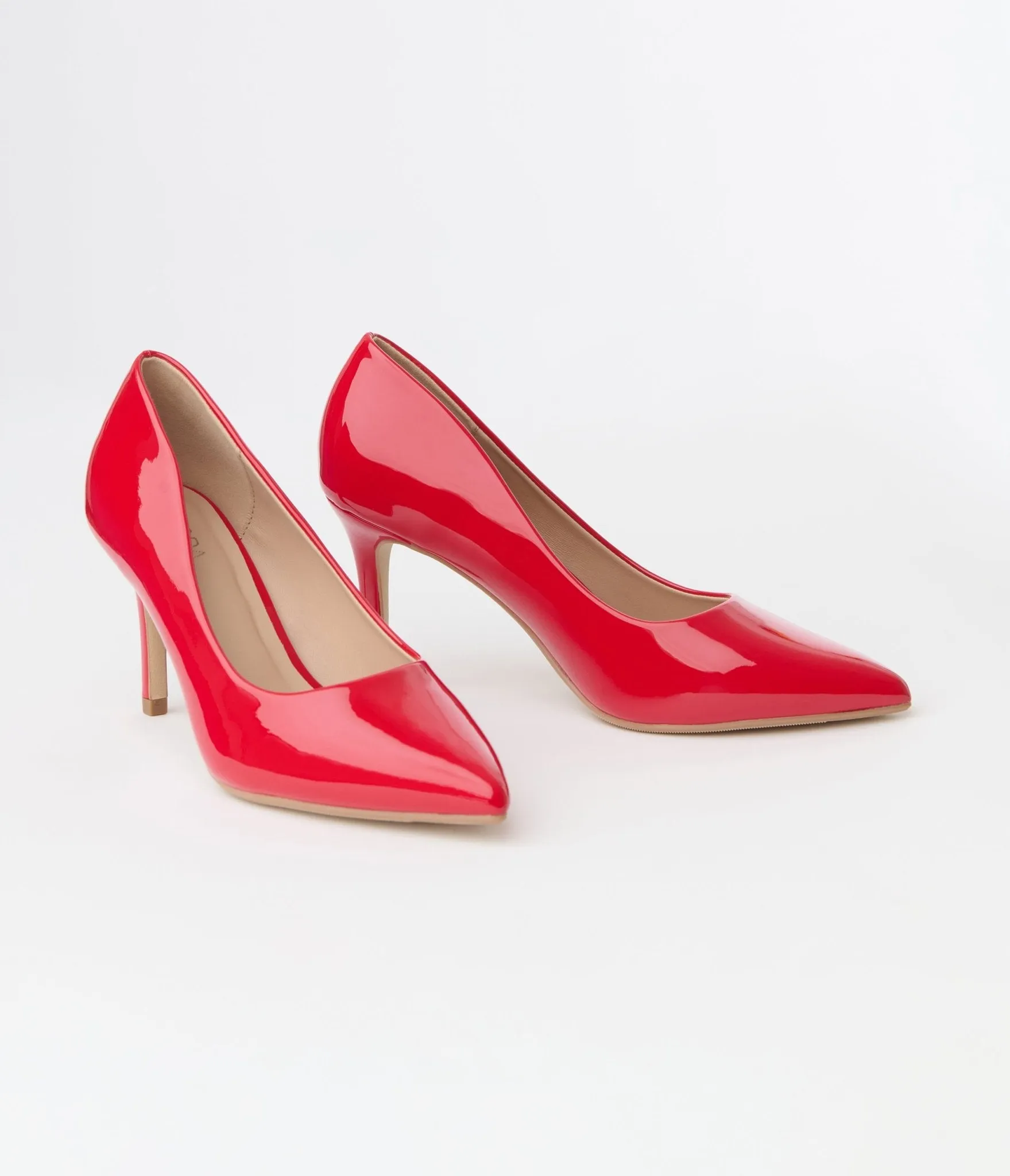Red Patent Leatherette Stiletto Heels