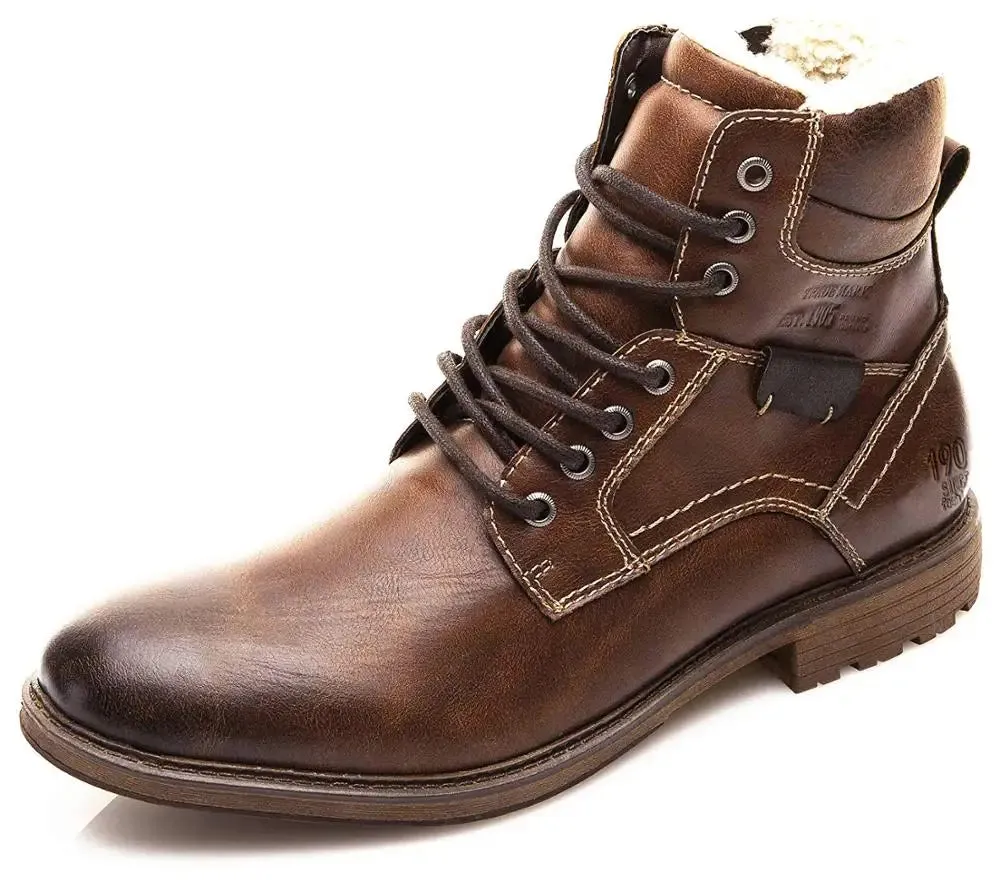 Retro PU Leather Men's Military-style Ankle Boots with Non-slip Lace-Up Design for Casual and Motorcycle Wear