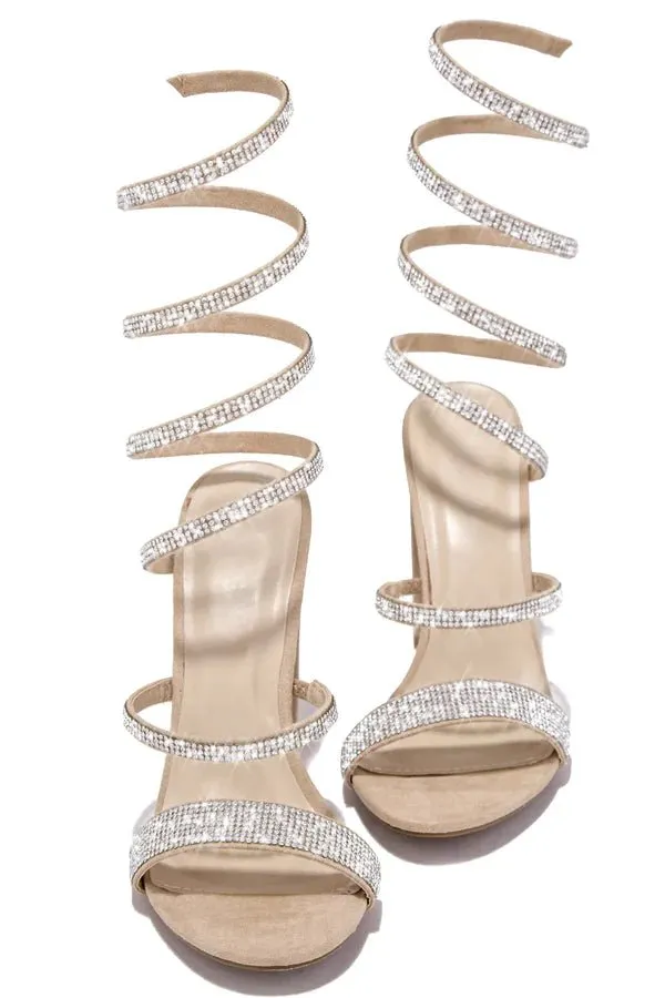 Rhinestone Wrap Around Chunky Heels Morris-567