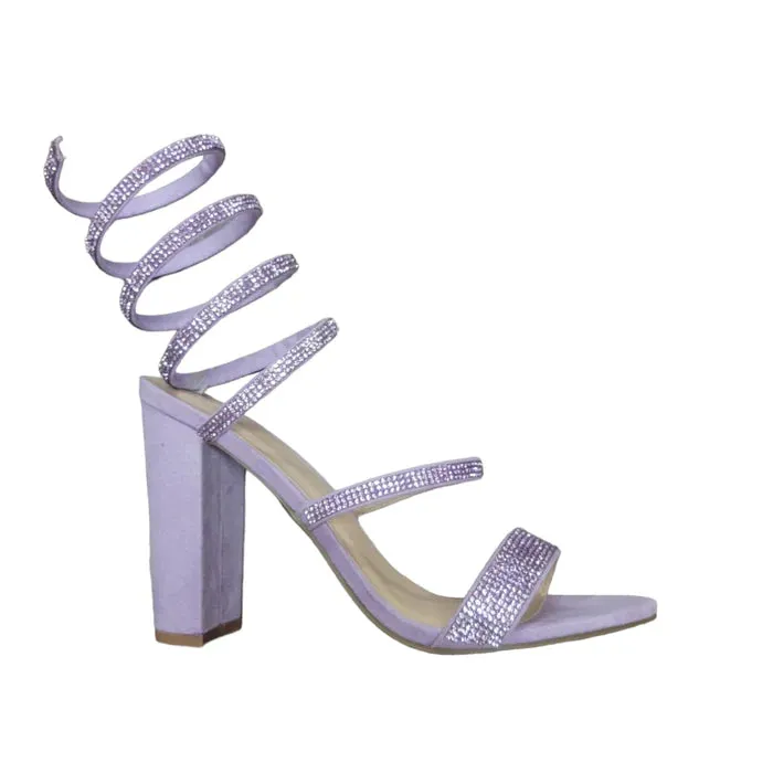 Rhinestone Wrap Around Chunky Heels Morris-567