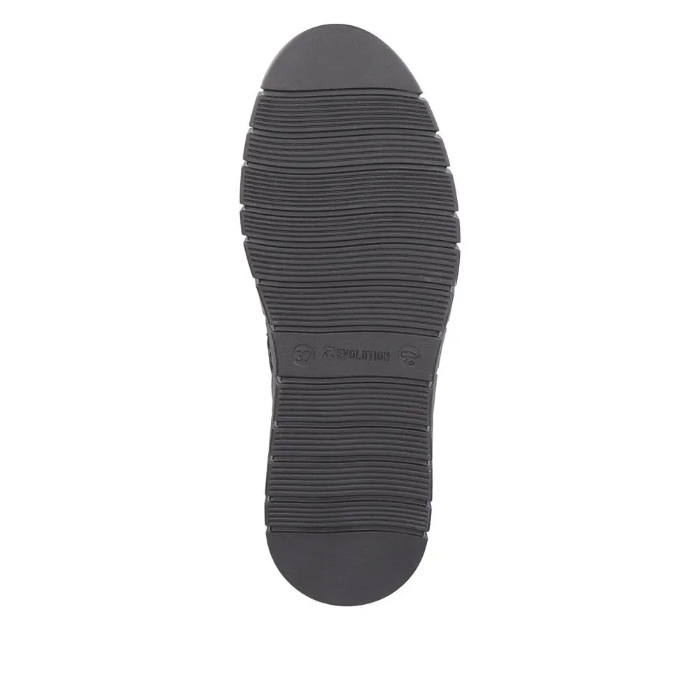 Rieker W1063-00  Ladies Black Suede Side Zip Mid-Calf Boots