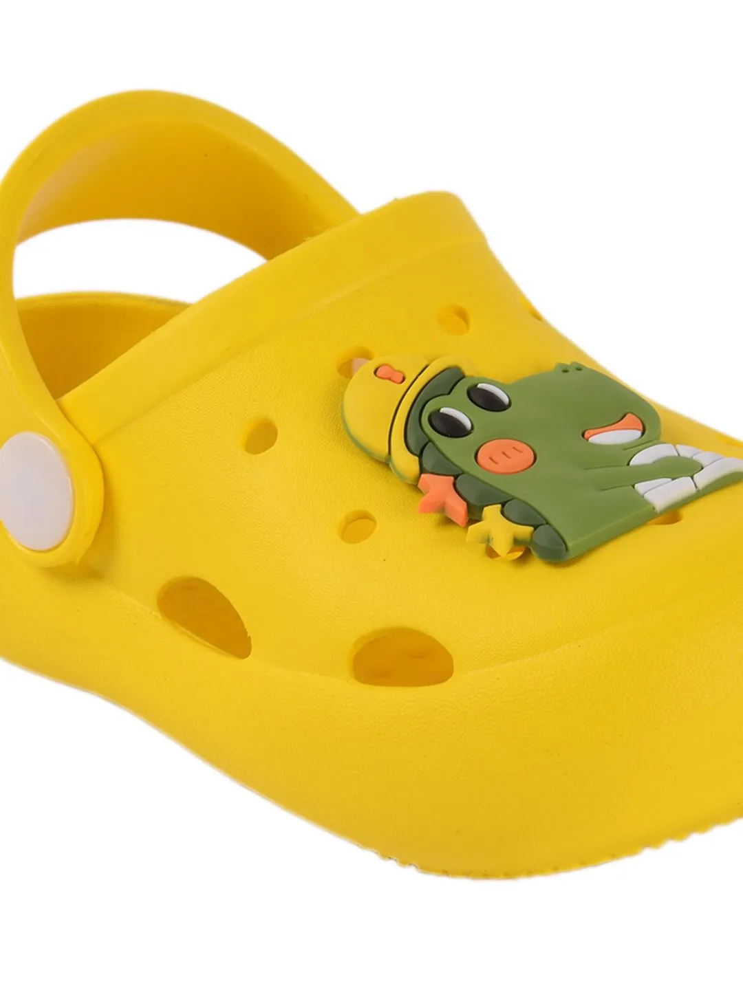 Roaring Adventures Await with Dino Motif Yellow Clogs for Boys!