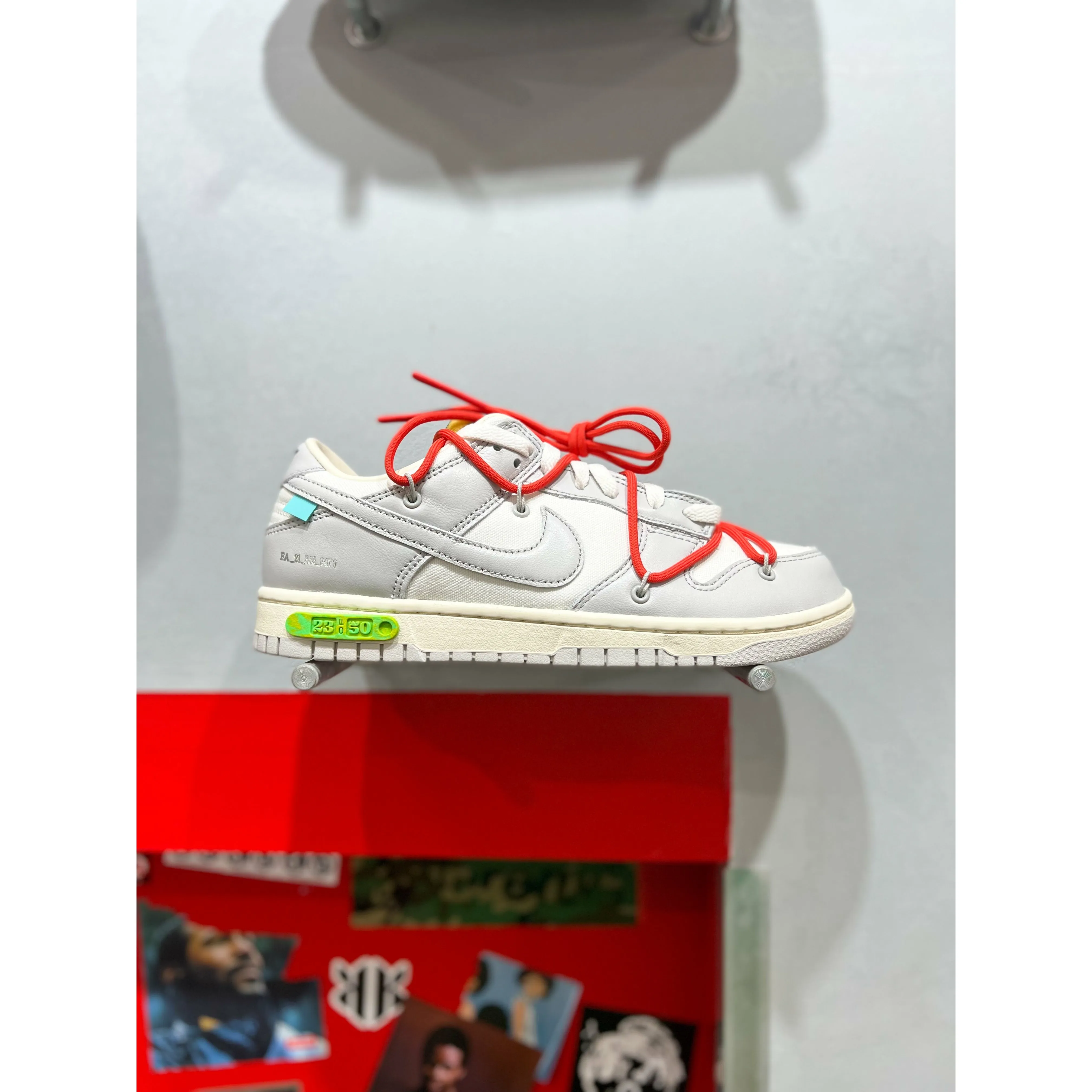 Nike Dunk Low Off-White Lot 23 running in a tundra area shoes