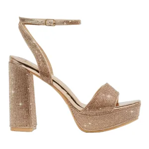 Sachi - Rhinestone Embellished Platform Chunky High Heels