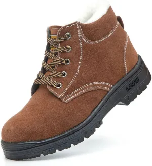 Safety Shoes with Steel Toe Cap, Puncture-Proof Shock-Absorbing Safety Trainers Mens Womens Work Boots Lightweight Non-Slip (Color : Brown, Size : 8.5 US)