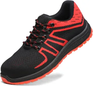 Safety Shoes with Steel Toe Cap, Puncture-Proof Shock-Absorbing Safety Trainers Mens Womens Work Boots Lightweight Non-Slip (Color : Red, Size : 5.5 US)