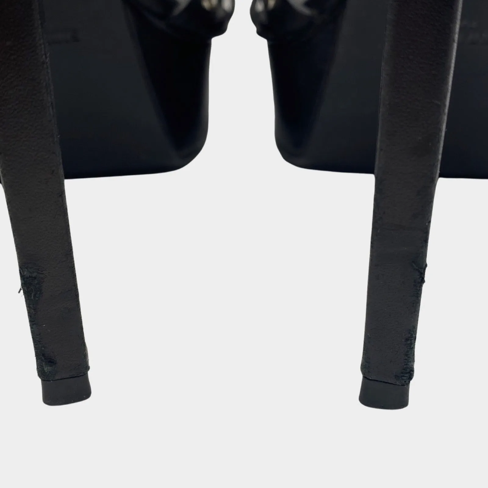 Saint Laurent black leather stud embellished leather platform stiletto heels