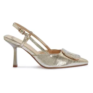 SALADO31 SLING BACK BROCHUE DETAIL POINTY STILETTO
