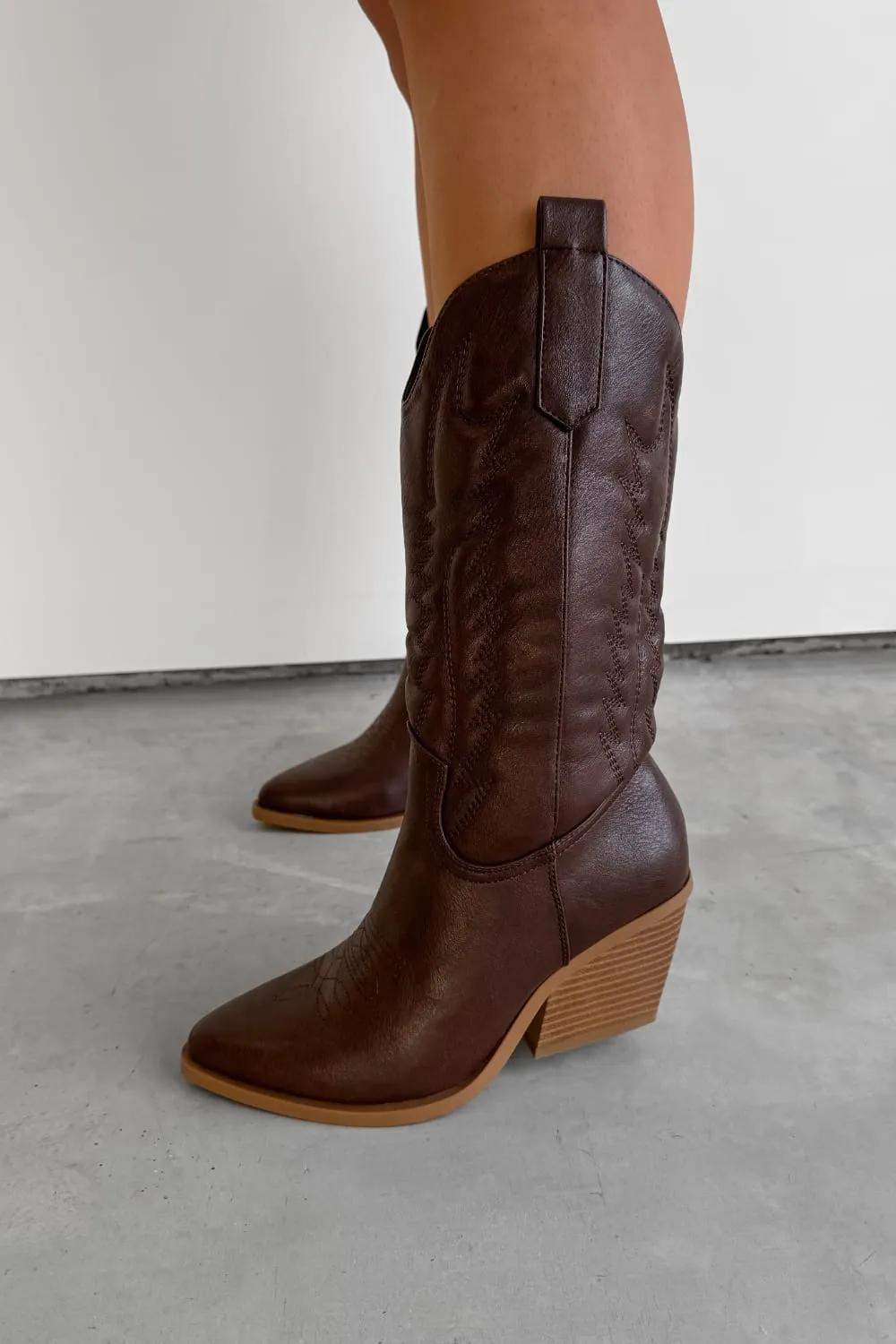 SANDY Cowboy Western Boots - Dark Brown