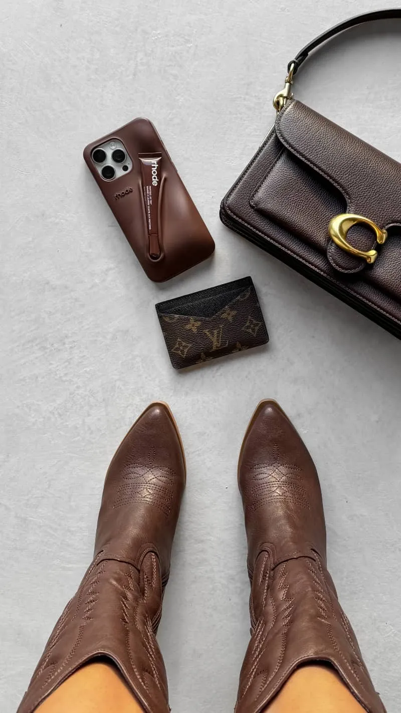 SANDY Cowboy Western Boots - Dark Brown