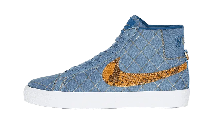 SB Blazer Supreme Industrial Blue perforated shoes running in an airport area shoes
