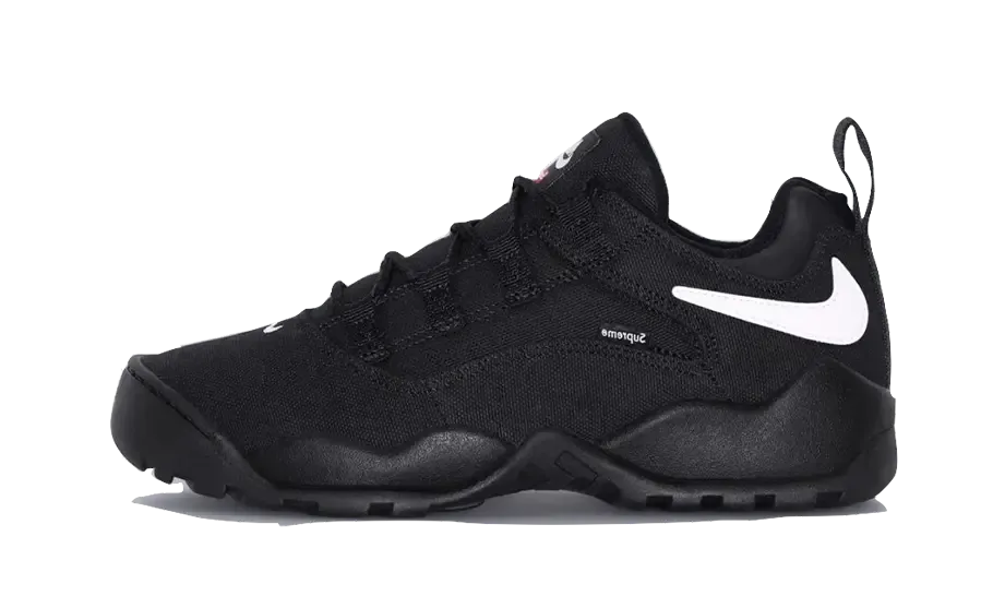 SB Darwin Low Supreme Black synthetic - leather - upper shoes running in a coastal area