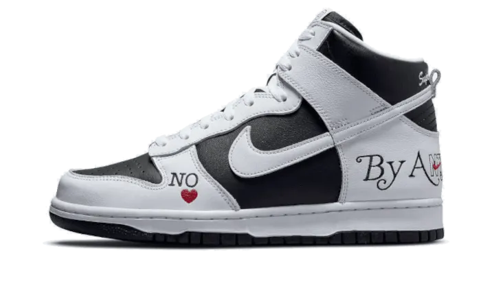 triple - strap shoes neutral - colored shoes SB Dunk High Supreme By Any Means Black