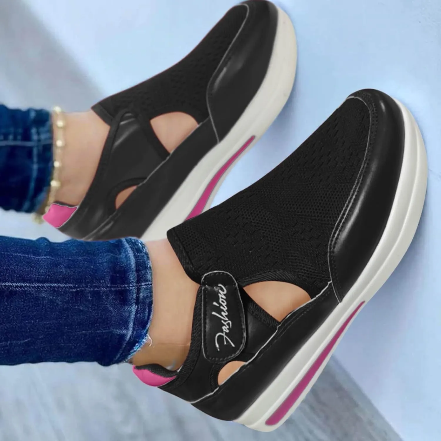 SBGMoSJ High Top Platform Sneakers for Women Zapatos para Mujer Comodos Y Elegantes Women Slip On Shoes Platform Sneakers for Women Black Comfy Shoes Women Work